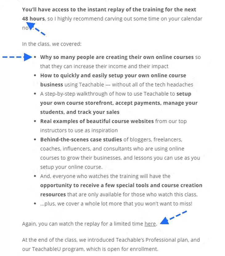 Beispiel für eine Webinar-Follow-up-E-Mail mit Dringlichkeit