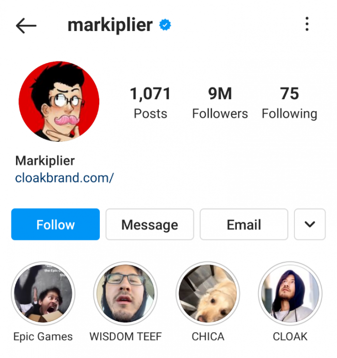 Markiplier Instagram 스토리 하이라이트 예시