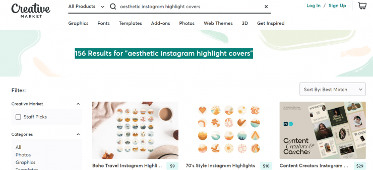 CreativeMarket Instagram 하이라이트 커버
