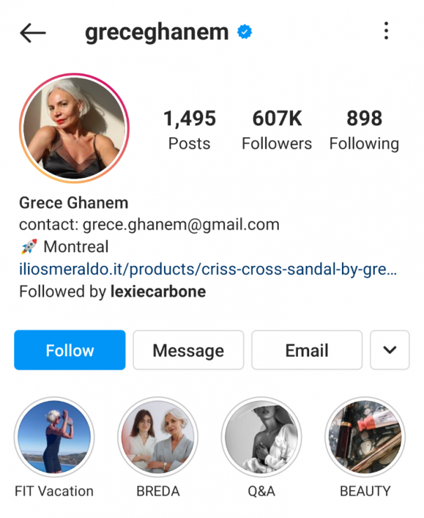 Grece Ghanem Instagram 스토리 하이라이트 예시