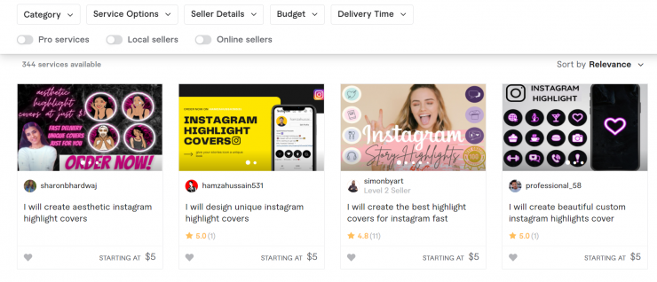 Fiverr 하이라이트 커버