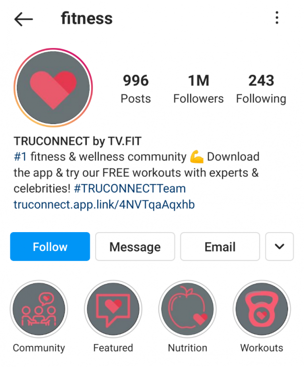 TRUCONNECT 인스타그램 스토리 하이라이트 예시