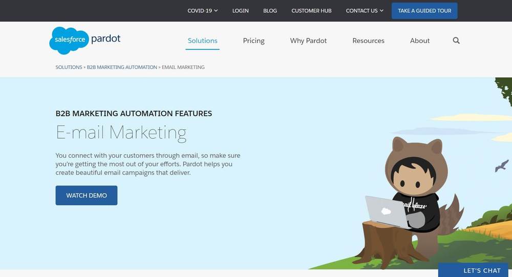 Serviço de e-mail marketing empresarial Pardot