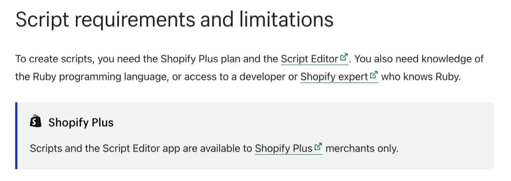 Ograniczenia Shopify Plus