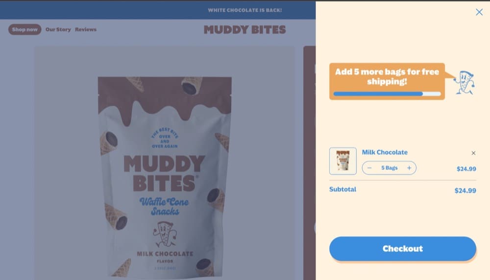 รถเข็นแบบสไลด์ใน Muddy Bites