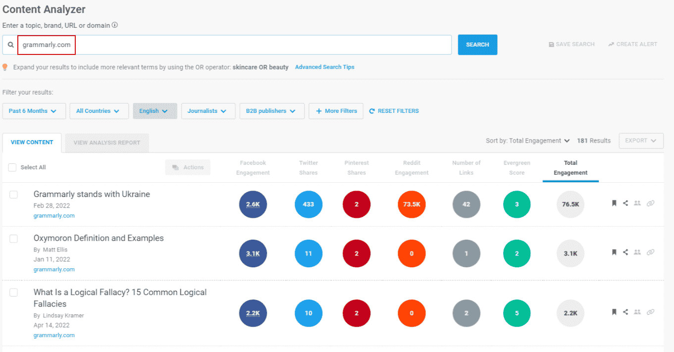 Buzzsumo 도메인 콘텐츠 분석기