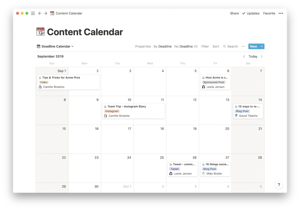 <p><i><span style="font-weight: 400;">Calendario dei contenuti in </span></i><a href="https://www.capterra.com/p/186596/Notion "><i><span style="font-weight: 400;">Nozione</span></i></a><i><span style="font-weight: 400;"> (</ span></i><a href="https://www.capterra.com/p/186596/Notion"><i><span style="font-weight: 400;">Fonte</span>< /i></a><i><span style="font-weight: 400;">)</span></i></p> <p><i><span style="font-weight: 400;">Content calendar in </span></i><a href="https://www.capterra.com/p/186596/Notion"><i><span style="font-weight: 400;">Notion</span></i></a><i><span style="font-weight: 400;"> (</span></i><a href="https://www.capterra.com/p/186596/Notion"><i><span style="font-weight: 400;">Source</span></i></a><i><span style="font-weight: 400;">)</span></i></p>