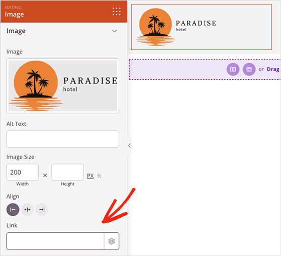 настройки изображения - RafflePress seedprod image block settings