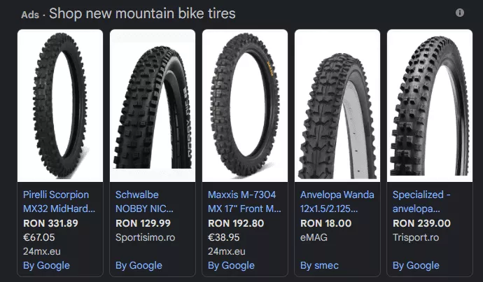 Pagina cu rezultatele motorului de căutare