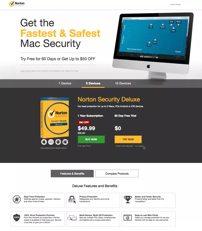 يقدم Norton شاشة
