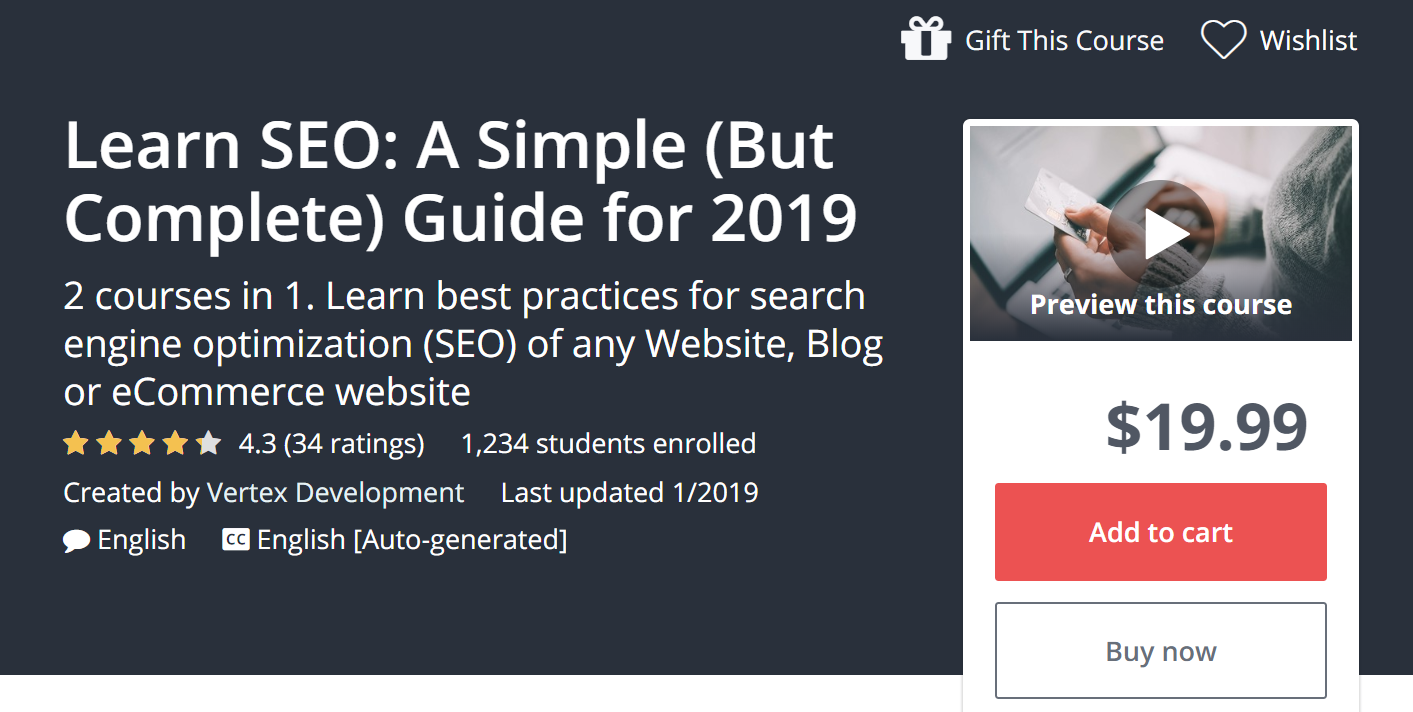 Udemy: Aprenda SEO: una guía simple (pero completa) para 2020