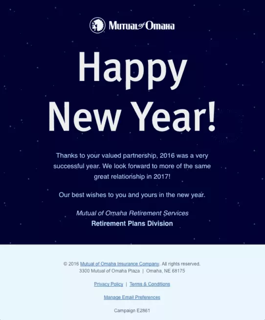 Exemplo de e-mail da Mutual of Omaha