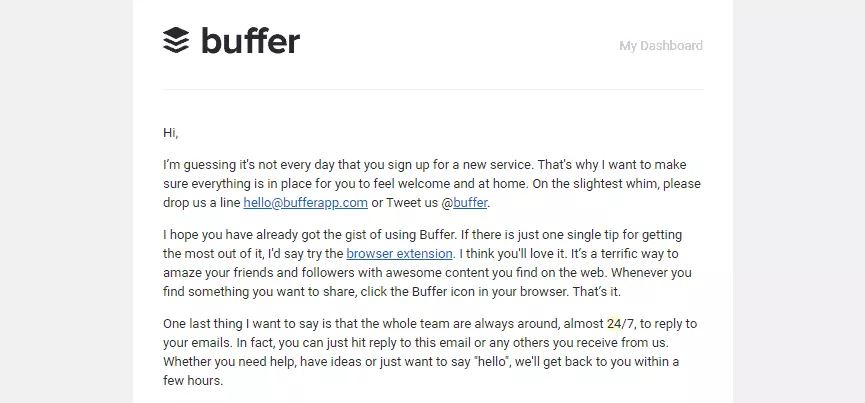 Exemplo de e-mail de buffer B2B