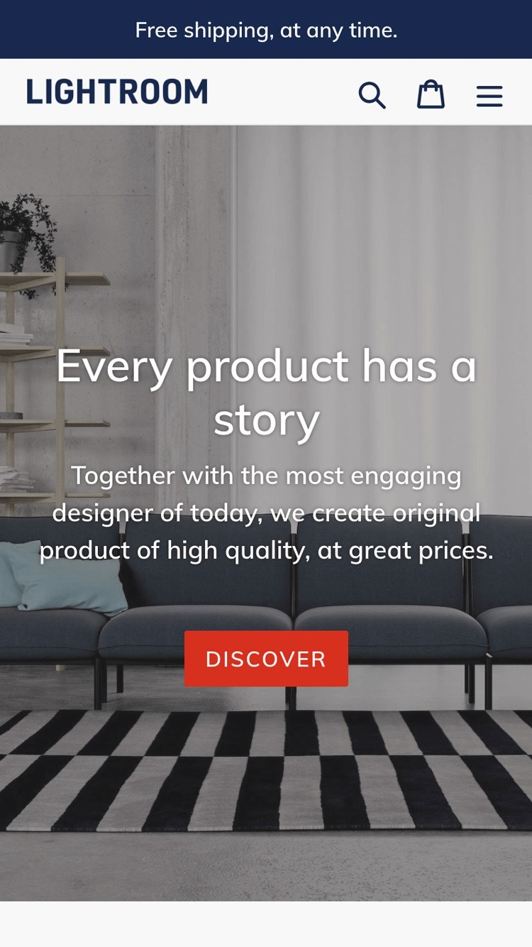 оптимизация для мобильных устройств в магазине дебютных тем shopify