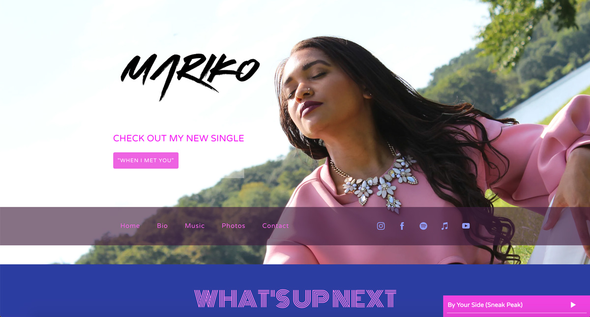 Esempio di modello di sito Web per musicisti