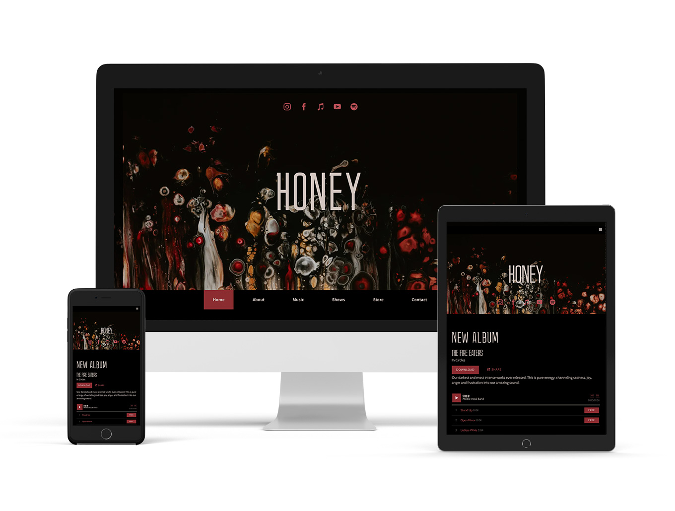 Blog Bandzoogle - Nuovo modello di sito Web Honey - Cupo