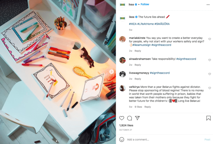 Ikea usa imágenes para contar historias en las redes sociales