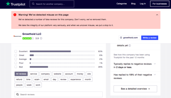 Recenzii reale TrustPilot Growthoid