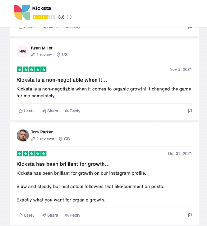 Recenzii Kicksta trustpilot