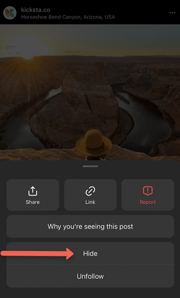 Birinin Instagram gönderisini beslemeniz aracılığıyla nasıl sessize alırsınız: 2. adım