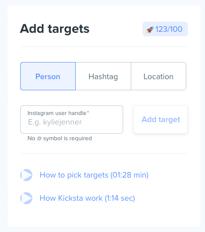 Kicksta의 타겟팅 기능