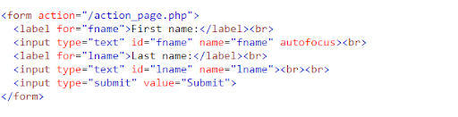 Código HTML de foco automático