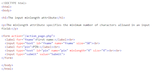 Código HTML minicomprimento