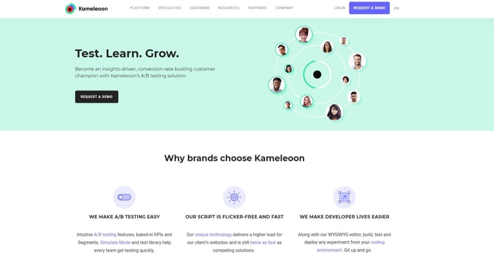 Logiciel de test A/B Kameleoon