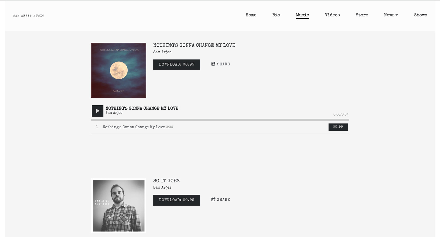 Come vendere un singolo dal tuo esempio di sito web musicale
