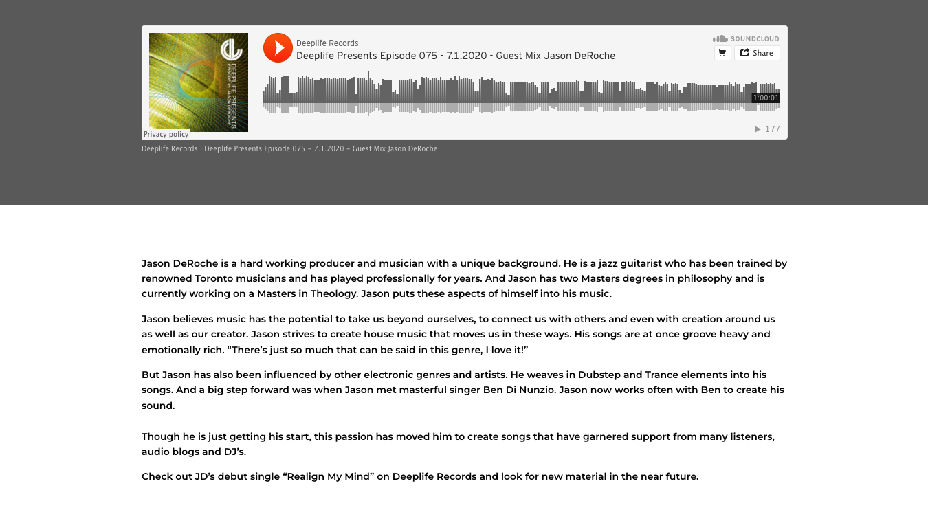 Blog Bandzoogle - Ispirazione per la progettazione di siti Web - I migliori siti Web di etichette discografiche - Deep Life Records