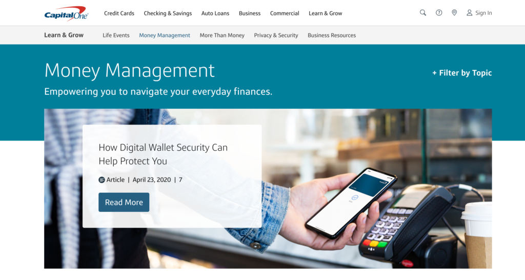 Pagina del blog di Capital One Bank Money Management