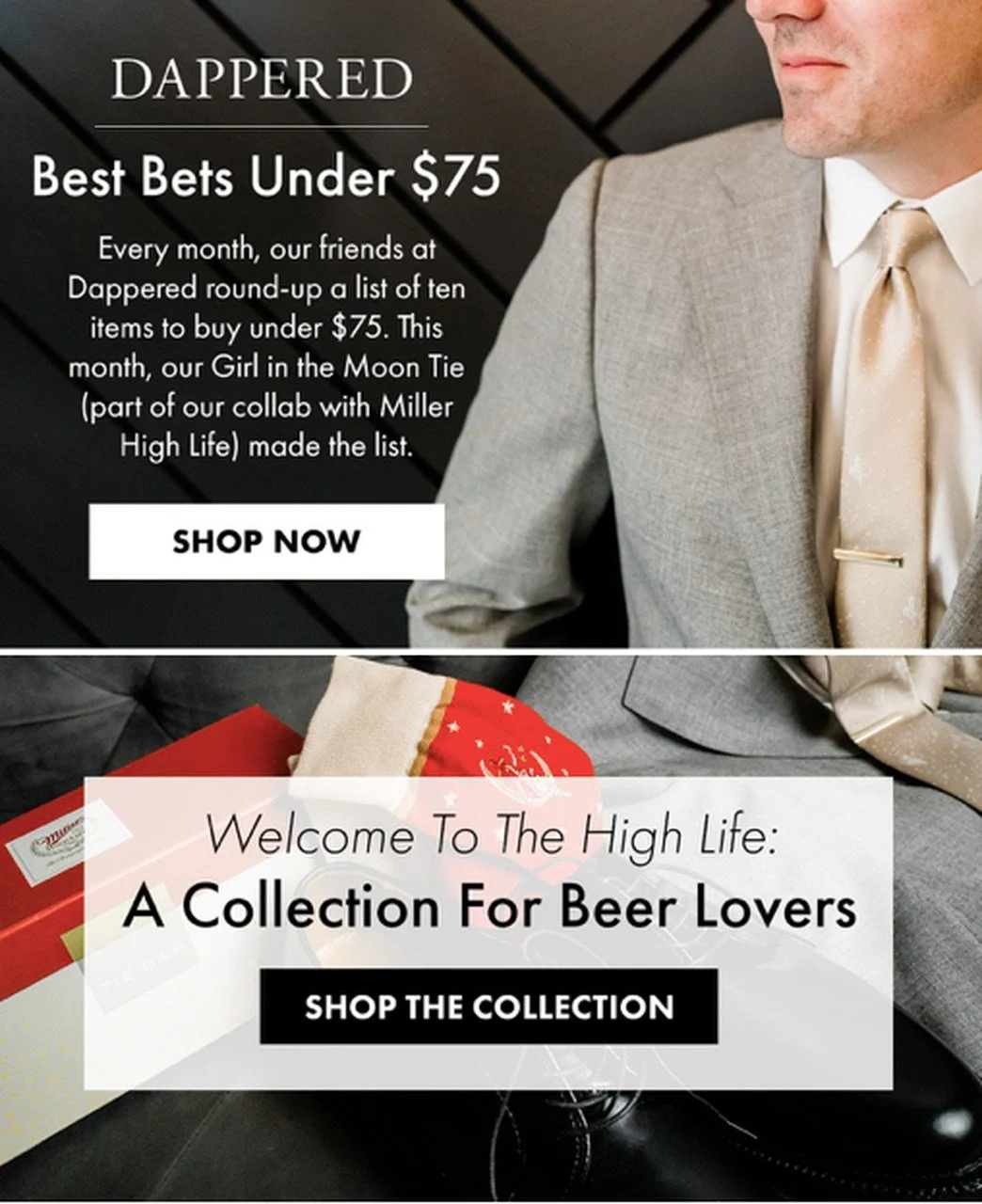 final del correo electrónico de regalo de una empresa de trajes llamada Tie Bar