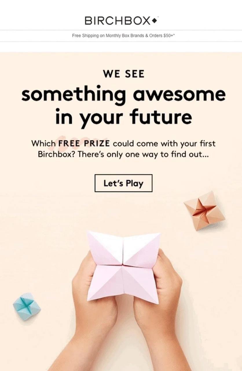 Birchbox'ın hediye e-posta şablonu adlı bir güzellik ürünü markası