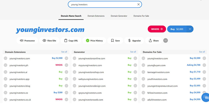 homepage del generatore di nomi del blog