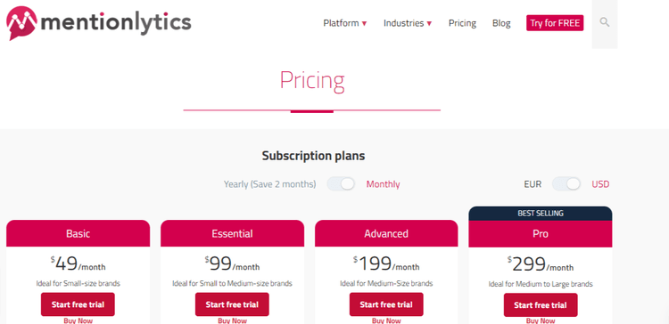 prix mentionlytics