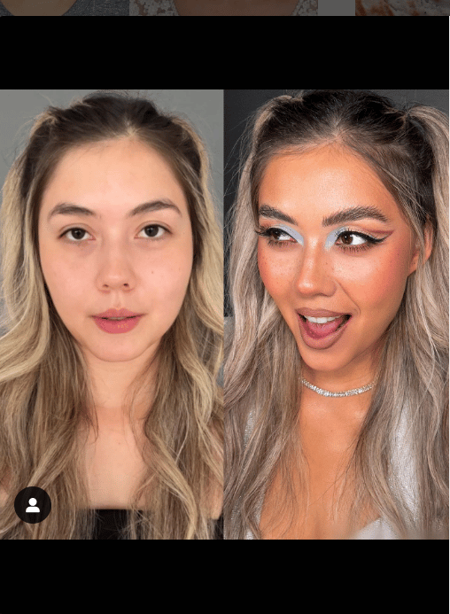 Instagramのスクリーンショットメイクアップトランジションチャレンジ
