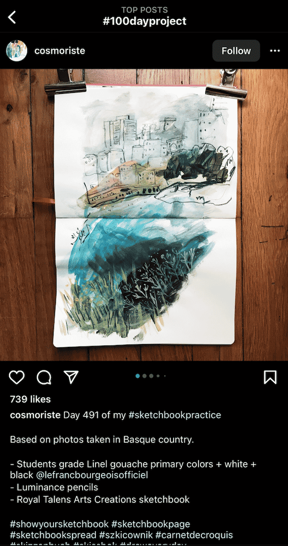 Instagramのスクリーンショット100日間のプロジェクトチャレンジ