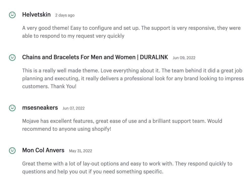 畅销款式 Shopify 产品页面模板 Mojave 评论