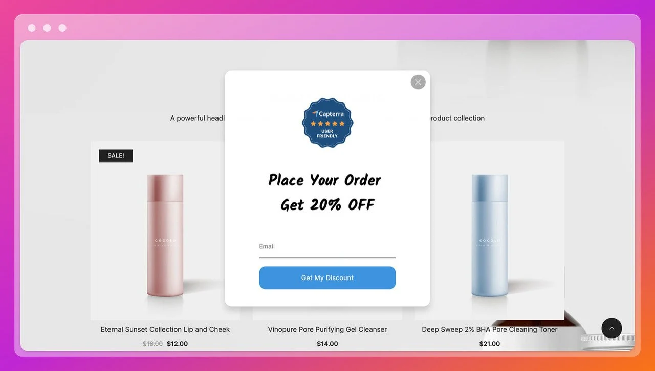 a screenshotof the final look ecommerce trust badge popup example shown on the website