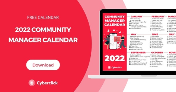 Calendario 2022 del gestore della comunità