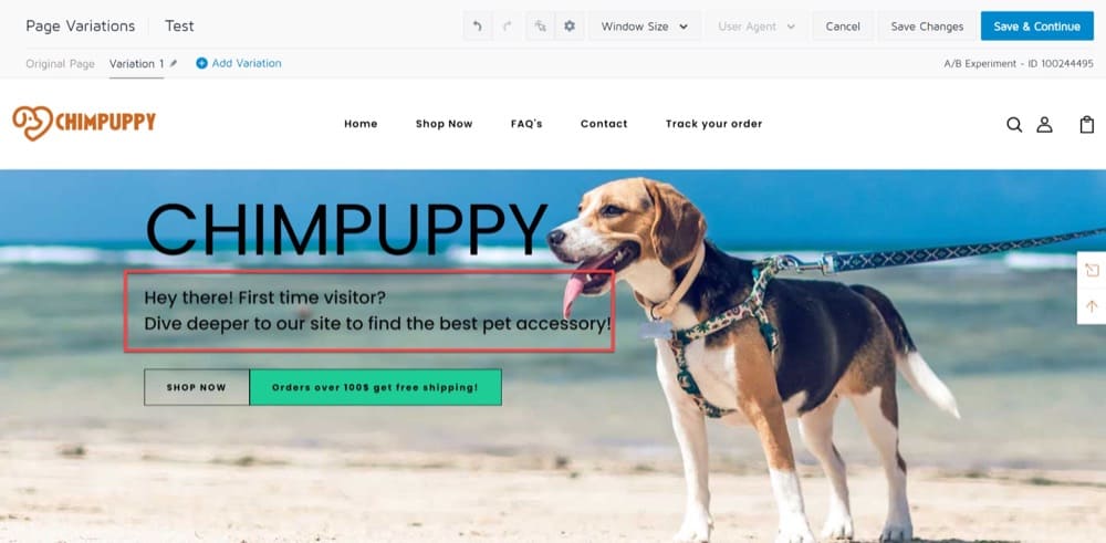 Convert Deploy でオンサイトのウェルカム メッセージをカスタマイズする