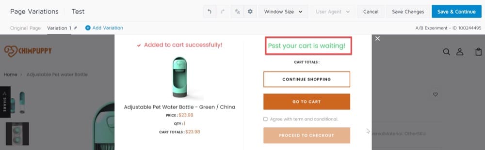 Convert Deploy をセットアップして、訪問者にカート通知を追加します