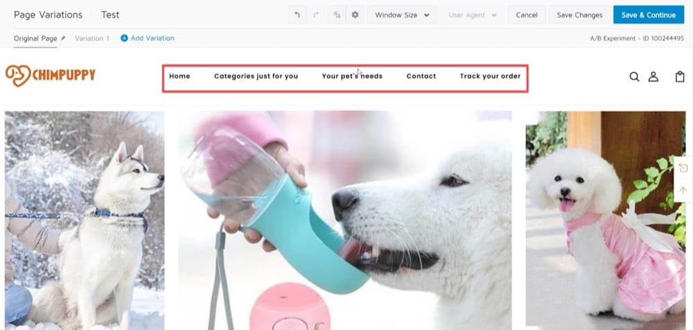 Convert's Deploy で、個々の訪問者の好みに基づいて、サイトのナビゲーション メニューの順序を変更します。