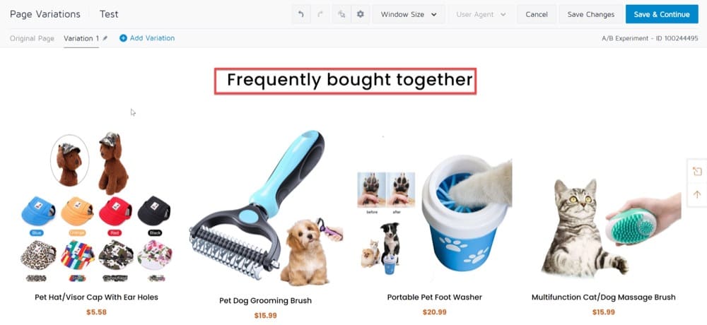 Convert Deploy を使用してダウンセルし、顧客がショッピング カートに商品を追加するよう促す