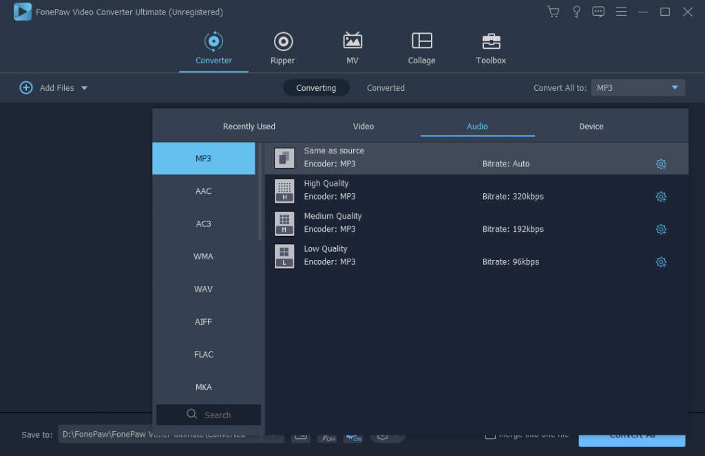 Converti M4P in MP3 con FonePaw Video Converter Ultimate