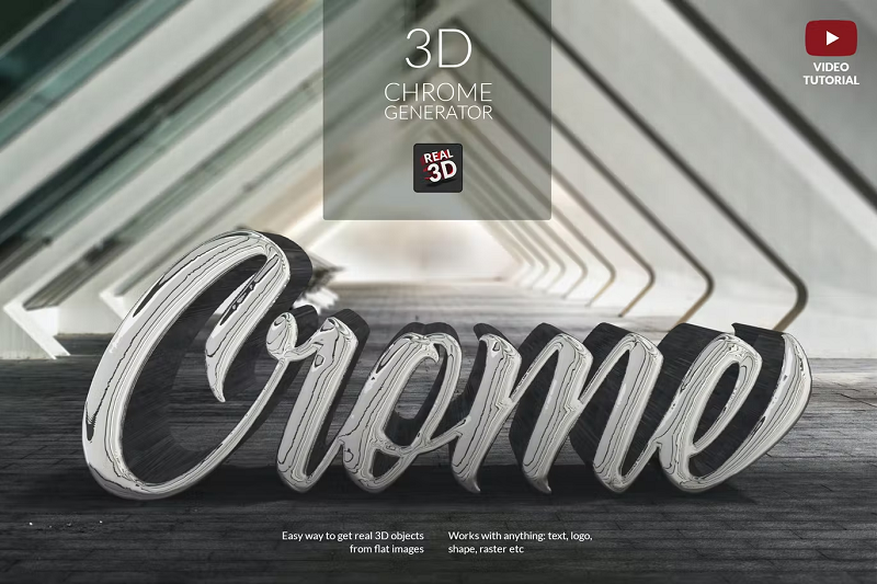 Akcja Chrome 3D Photoshop