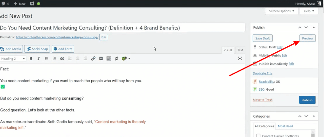 แสดงตัวอย่างโพสต์ใน wordpress