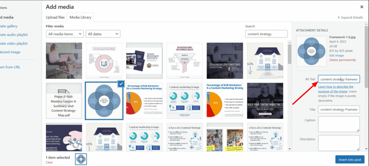 เพิ่มข้อความแสดงแทนใน wordpress
