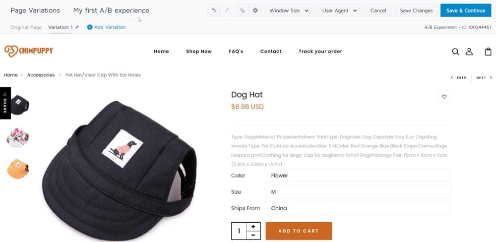 Convert ExperiencesでA/Bテストを行う際に、代替のShopify製品概要を作成する