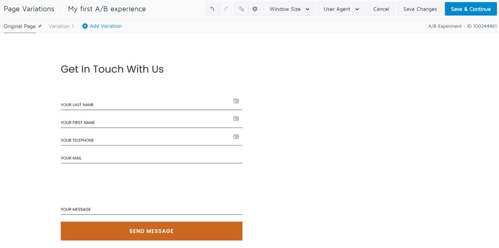 Convert Experiences でさまざまなランディング ページのサインアップ フォームをテストする